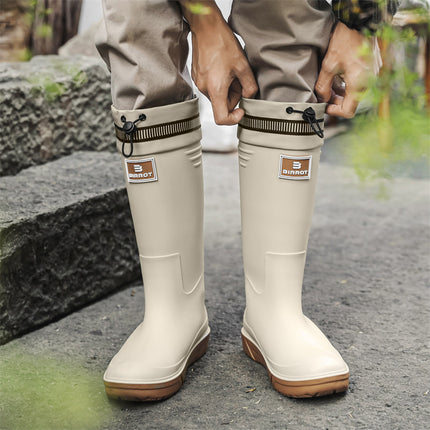 Cross-Border High-Top Rain Boots for Men, Non-Slip Waterproof Rain Boots for Work, Wear-Resistant Rubber Shoes, Kitchen Car Wash Mouth Shoes