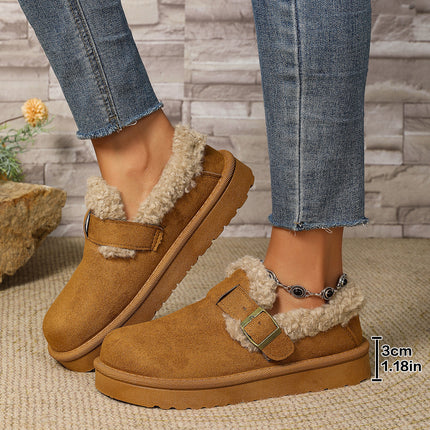 2026 Cross-Border Fashion Autumn and Winter Style Buckle Warm Snow Boots for Women Casual Export Temu Cross-Border New Cotton Shoes for Women