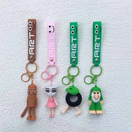 Cross-Border Foreign Abstract Shanhaijing Keychain Tung Tung Tung Sahur Car Wooden Stick Man Keychain