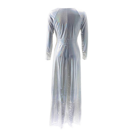 TD2506 European and American New Foreign Trade Spring and Autumn Sexy dress Split Solid Color Sequin Long Mop Evening Dress