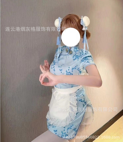 Zhonghua Niang Cheongsam Sexy Underwear Apron Pure Wish Maid Two-Piece Maid Japanese Retro Skirt Summer Short Skirt