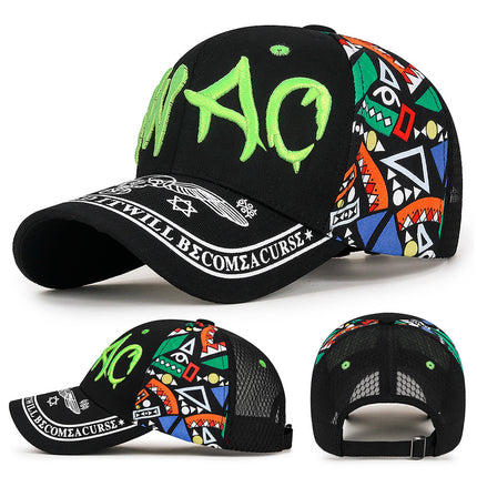 Men's Korean-Style Graffiti Print Baseball Cap with 3D Embroidery, Duckbill Cap for Autumn Outdoor Sun Protection and Shading, Also Suitable for Women