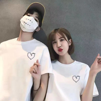 Heavy Cotton Short-sleeved Women's Summer T-shirt Korean Loose Large Size Slimming Couple's Top ins Unisex Half-sleeved