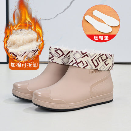 Cross-border hot-selling rain shoes women's short tube outer wear water shoes warm non-slip rain boots waterproof boots rubber shoes overshoes wholesale