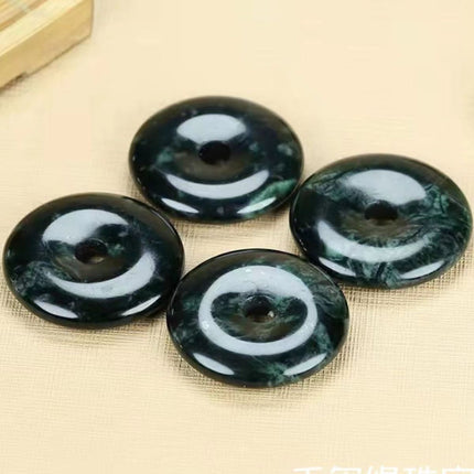 Xizang Jade Medicine King Stone Snake Pattern Jade Peace Pendant Tianzhu Peace Pendant Olive Green Ink Jade Meteorite Pendant