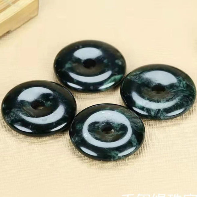 Xizang Jade Medicine King Stone Snake Pattern Jade Peace Pendant Tianzhu Peace Pendant Olive Green Ink Jade Meteorite Pendant