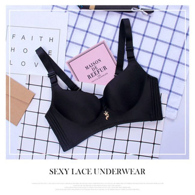 Hong Kong genuine goods happy Fox underwear women's wireless solid color sexy seamless small chest push up breast bra