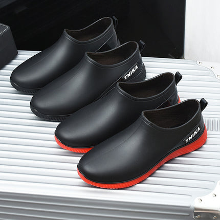 Spring and Autumn Short Tube Rain Shoes Men's Low-top Fashion Fishing Rain Shoes Flat Water Shoes Non-slip Kitchen Waterproof Rubber Shoes fleece-lined