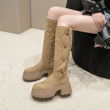 Maillard Brown Boots Long Boots Women's 2025 Autumn and Winter New Small Mid-Calf Knight Boots Two-Wear Western Boots