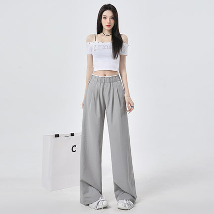 High-grade Tencel Casual Pants Women's Spring and Summer Thin Mori Lace Pants with Loosening Waist and Straight Straight Pants