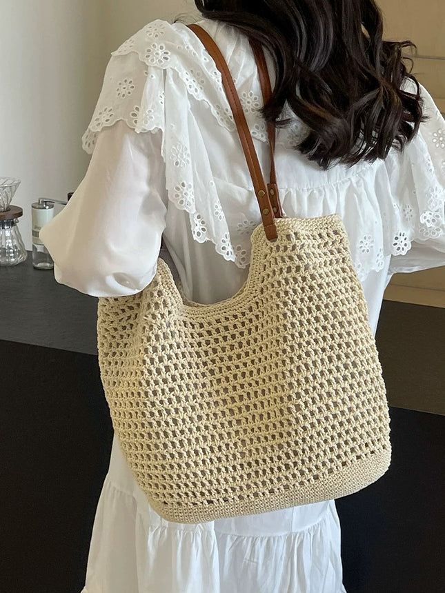 2026 New Style Single-Shoulder Beach Bag, Lazy Style Cotton Woven Bag, Internet Celebrity Style, Yunnan Travel Straw Woven Bag