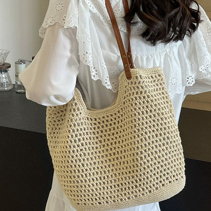 2026 New Style Single-Shoulder Beach Bag, Lazy Style Cotton Woven Bag, Internet Celebrity Style, Yunnan Travel Straw Woven Bag
