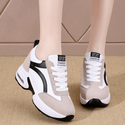 Special Price Height Increasing Women's Shoes 2024 Spring and Autumn New Korean-style All-match Slimming Sports Travel Leisure Wedge White Shoes