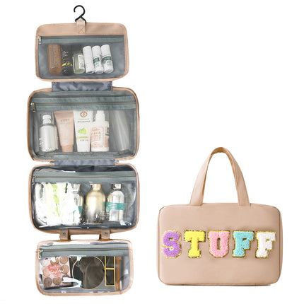 Cross-border Large Capacity Cosmetic Bag 40% Fold Dry and Wet Separable Portable Hanging Toiletries Storage Cosmetic Bag