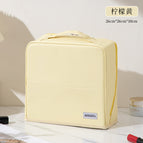 Lemon yellow - large upgraded eco-friendly crosshatch pattern travel suitcase pencil case makeup bag