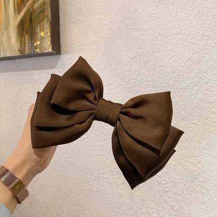Summer big bow ribbon hairpin women's high-grade back head top clip spring clip hairpin clip hair accessories 17cm
