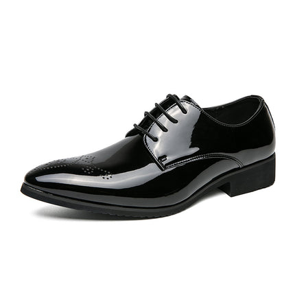 Cross-border plus size Amazon Men's Low-top Casual Green Brock Lace-up Pointed-toe Business Dress Youth Leather Shoes