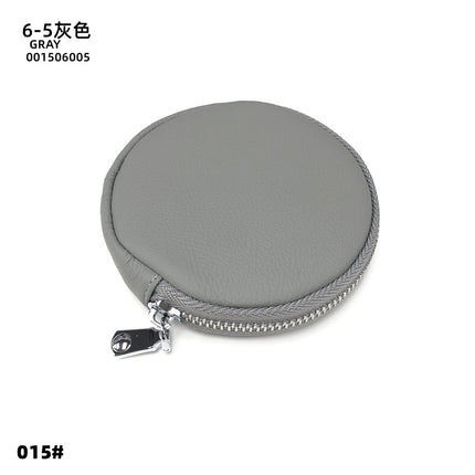 Mini Round Genuine Leather Small Coin Purse Bag Mother's Cowhide Women's Small Children's Zipper Key Coin Earphone Bag