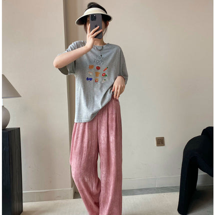South Fish in stock! The breeze is blowing! Korean Style Fruit and Vegetable Printed Loose Cotton Short-sleeved T-shirt for Women