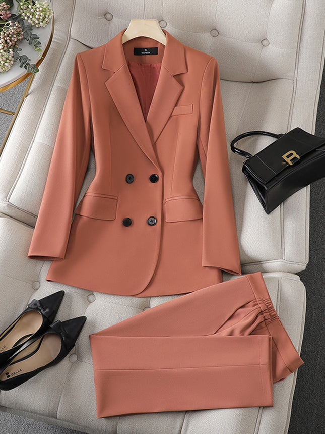 Cross-Border Military Green Suit Set for Women, Long-Sleeved, Goddess Style, High-End Casual Petite Suit Set, Workwear