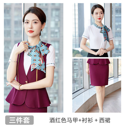 Hotel restaurant bar KTV waiter workwear professional shirt vest suit men's and women's front office reception work clothes