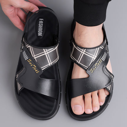 2025 Summer New Men's Beach Sandals Soft Sole Non-Slip Daily Casual Thickened Breathable Two-Wear Bath Slippers