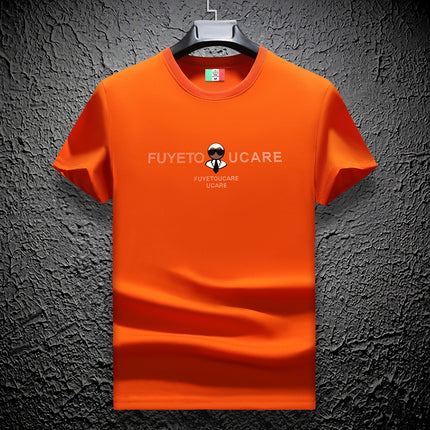 Ouzhanzhou Trendy Men's New Hot Drilling T-shirt Fashionable Slim-fit Large Size Light Luxury Men's Short-sleeved Summer Ice Silk Quick-drying