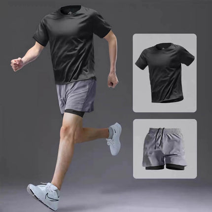 Badminton Clothing Men's Ice Silk Summer Quick-Drying Clothing Set Fitness Sports Short-Sleeved T-Shirt Table Tennis Training Equipment
