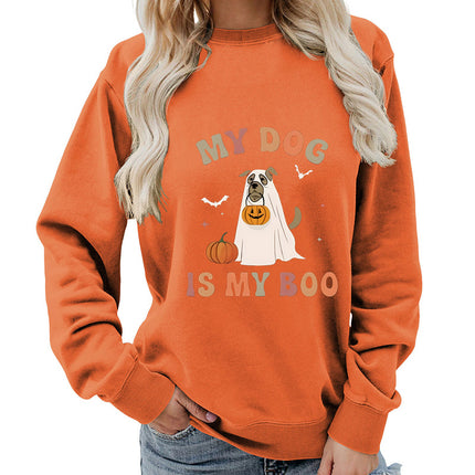 Amazon Cross-border Foreign Trade Source my dog Printed Round Neck Women's Jacket Sweatshirt Jacket Casual Loose European Size