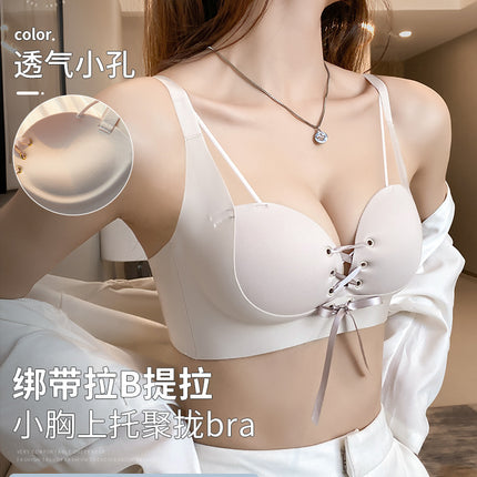 Small Chest Push-up Underwear Women's Parammary Closer Without Steel Ring Passiony Cat Show Big Anti-sagging No-trace Sexy Bra suit