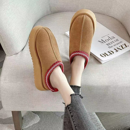 Ethnic Style Snow Boots for Women 2026 Winter New Style, Fleece-Lined and Thickened, Fashionable and Versatile, Hot-Selling Genuine Leather Anti-Slip Snow Boots