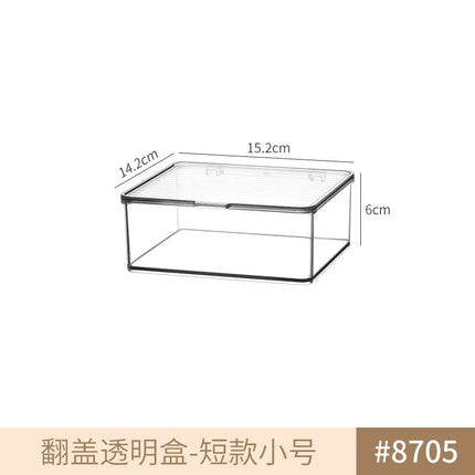 Storage Box PET Transparent Acrylic Rectangular Cosmetic Station Snack Kitchen Sundries Storage Box with Lid