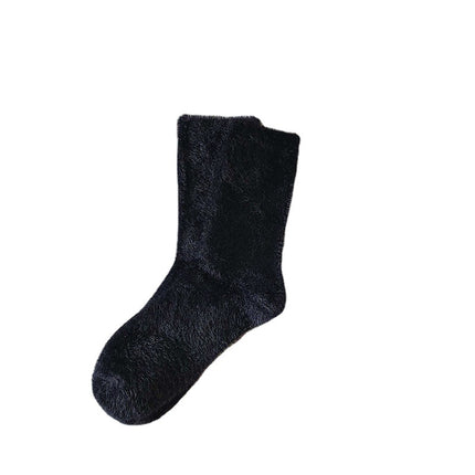 Autumn and Winter new mink velvet socks fleece-lined thick solid color cute floor sleep socks warm mid-calf Zhuji wholesale