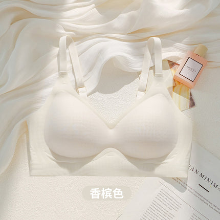 Summer Breathable Large Size Underwear Anti-Sagging Thin Push-Up Jelly Underwear Upper Support Breast Fixed Cup Women's Bra