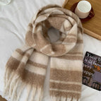 Thickened large stripes [milk coffee color]