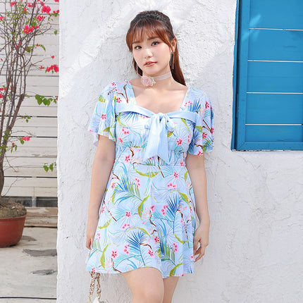 New Women's Beach Swimsuit Gather Conservative Fashionable Slim Belly Covering Slim-fit Hot Spring Skirt Swimsuit