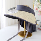 Shawl straw hat solar - beige