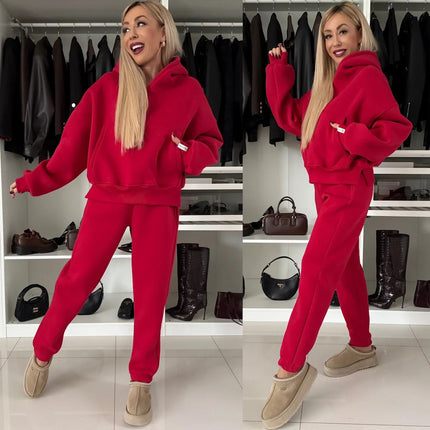 2026 Amazon European and American New Trendy Fashion Set for Women, Long-Sleeve Hooded Sweatshirt and Jogger Pants Two-Piece Set for Women