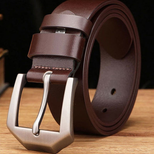 Vintage Belt Men's Genuine Leather Casual Business Simple Cowhide Belt Men's Young and Middle-aged Fashionable All-match Pin Buckle Belt