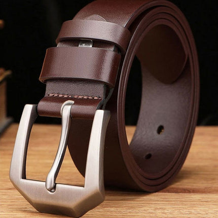 Vintage Belt Men's Genuine Leather Casual Business Simple Cowhide Belt Men's Young and Middle-aged Fashionable All-match Pin Buckle Belt