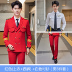 Men's red suit + white shirt + pants / 3XL