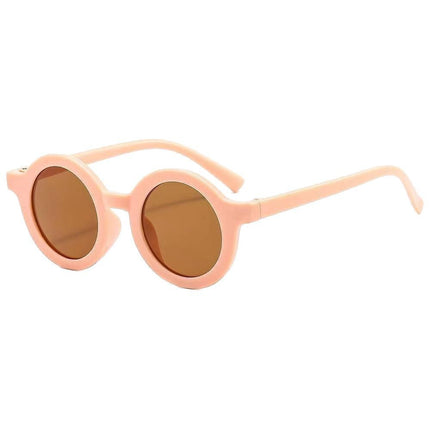 2023Ins Kidsren's Sunglasses Retro Boys and Girls Kidsren's Sunglasses Ready-Made Baby Round Frame Sunglasses