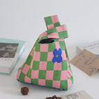 Pink and green checkerboard-flowers / High quality thickening 20-36
