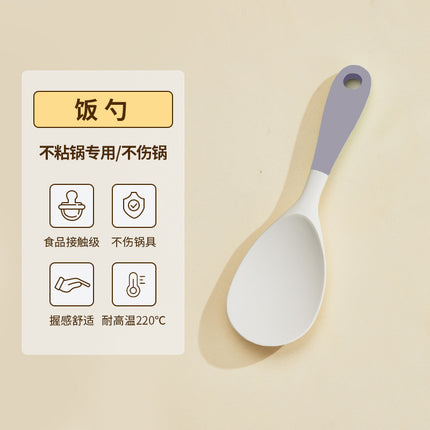 Wholesale gray two-color silicone spatula spoon household high temperature resistant non-stick pan cooking spatula soup spoon fishing fence kitchen suit