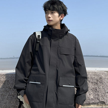 plus size Men's Windproof Waterproof Jacket Spring and Autumn Plus-sized All-match Jacket Korean-style Loose Casual Jacket