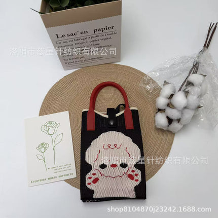 Girl's Heart-Shaped Knitted Crossbody Bag