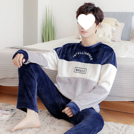 Carefully Selected Men's Winter Pajamas, Fleece-Lined and Thickeneded Suit, Flannel, Warm and Wearable, Cartoon Cute Men's Winter Home