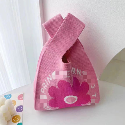 New Ins Bag Knitted Handbag Large Capacity Bucket Bag Versatile Daily Work Clothing Tote Bag Female Souvenir