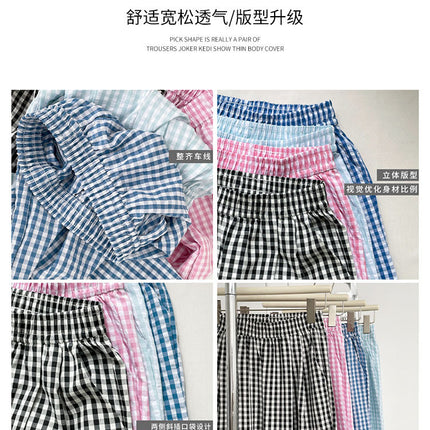 Plaid Pants Women's Summer Thin 2025 New High Waist Dipped Retro Casual Straight Leg Lazy Yamamoto Pants