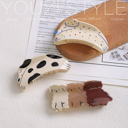 Cute Cartoon Puppy Hairpin for Women with Hair on the Back of the Head, Shark Clip, High-End Large-Volume Hairpin Hairpin Headgear